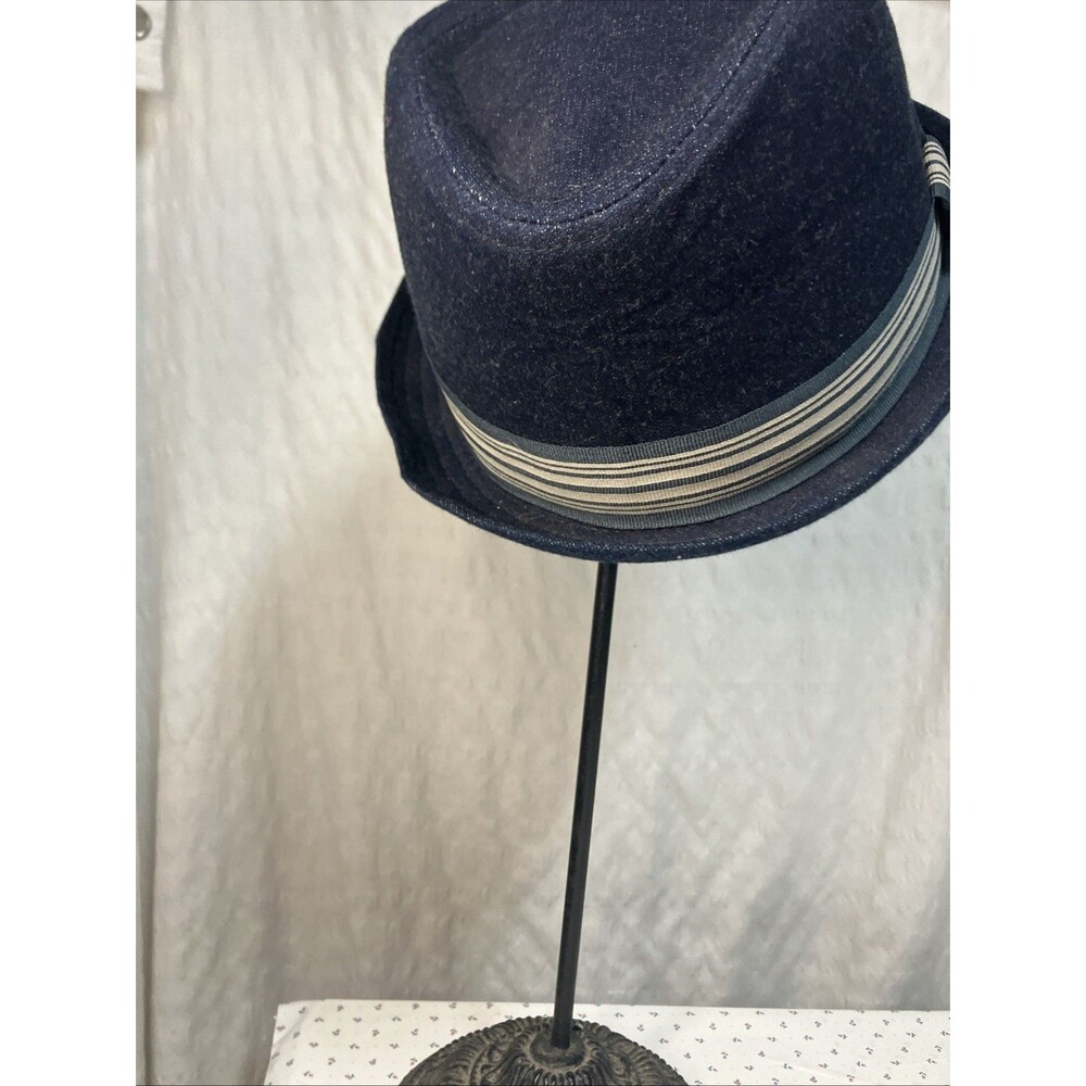 VTG Trevero Blue Fedora Men’s Hat L  Cotton Polyester Spandex - Picture 5 of 12